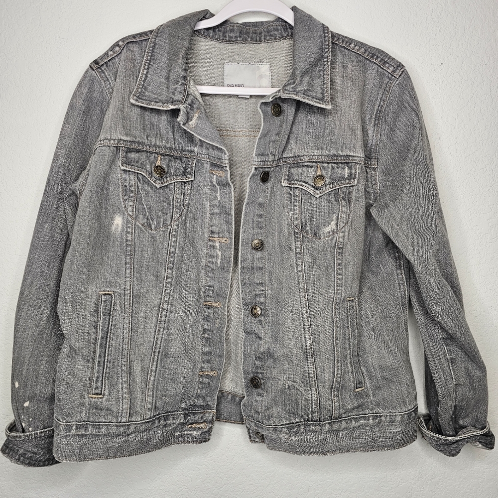 Old Navy Acid Wash Grey Denim Jacket XL
